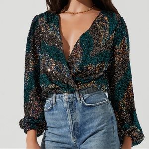 Astr Primadonna Sequin Top